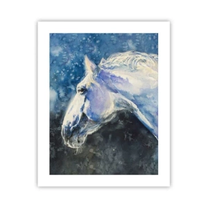 Poster - Portret in een blauwe gloed - 40x50 cm