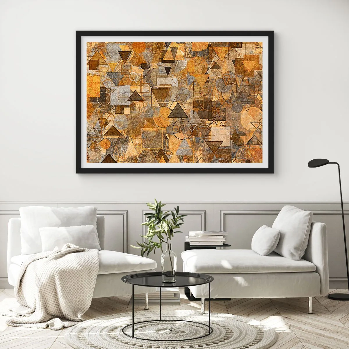 Poster in een zwarte lijst - De wereld in vorm - 70x50 cm