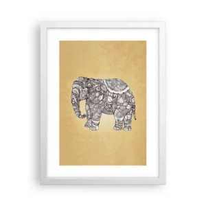 Poster in een witte lijst - De olifant heeft zichzelf bedekt - 30x40 cm