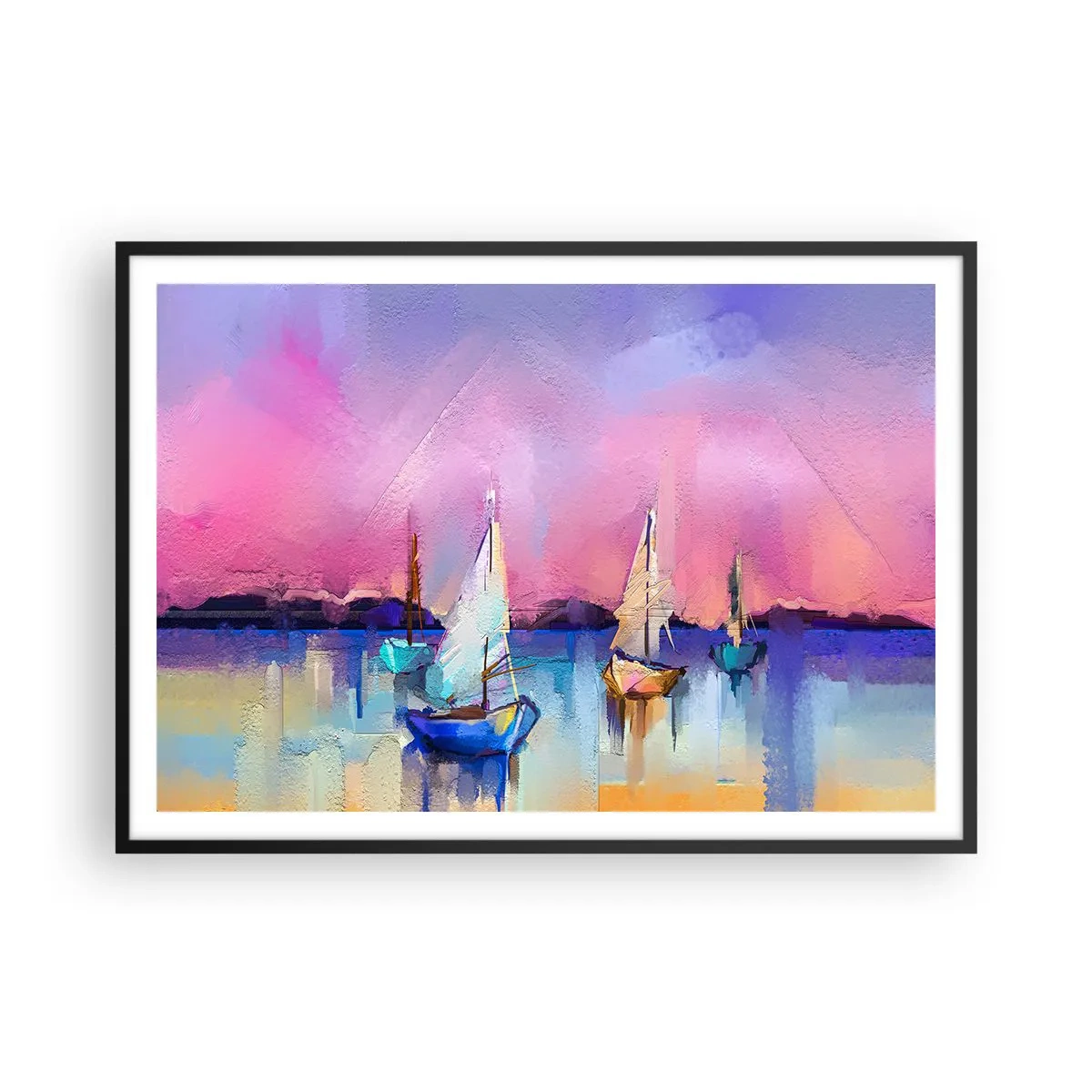 Poster in een zwarte lijst - Richting: breed water - 100x70 cm