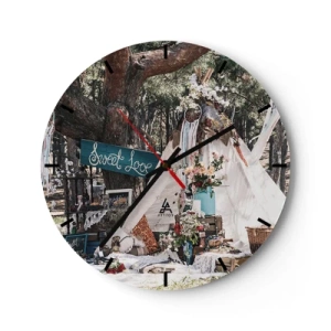 Wandklok - Klok - Romantische huwelijksdecoratie in een bosrijke omgeving - 30x30cm - De liefde bedrijven ... - Moderne wanddecoratie voor woonkamer, keuken en slaapkamer ARTTOR
