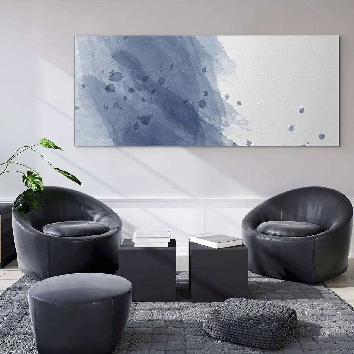 Schilderen op glas - Blauwe tule - 120x50 cm