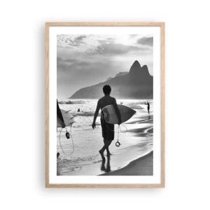 Een poster in een licht eiken lijst - Enkele golf samba - 50x70 cm