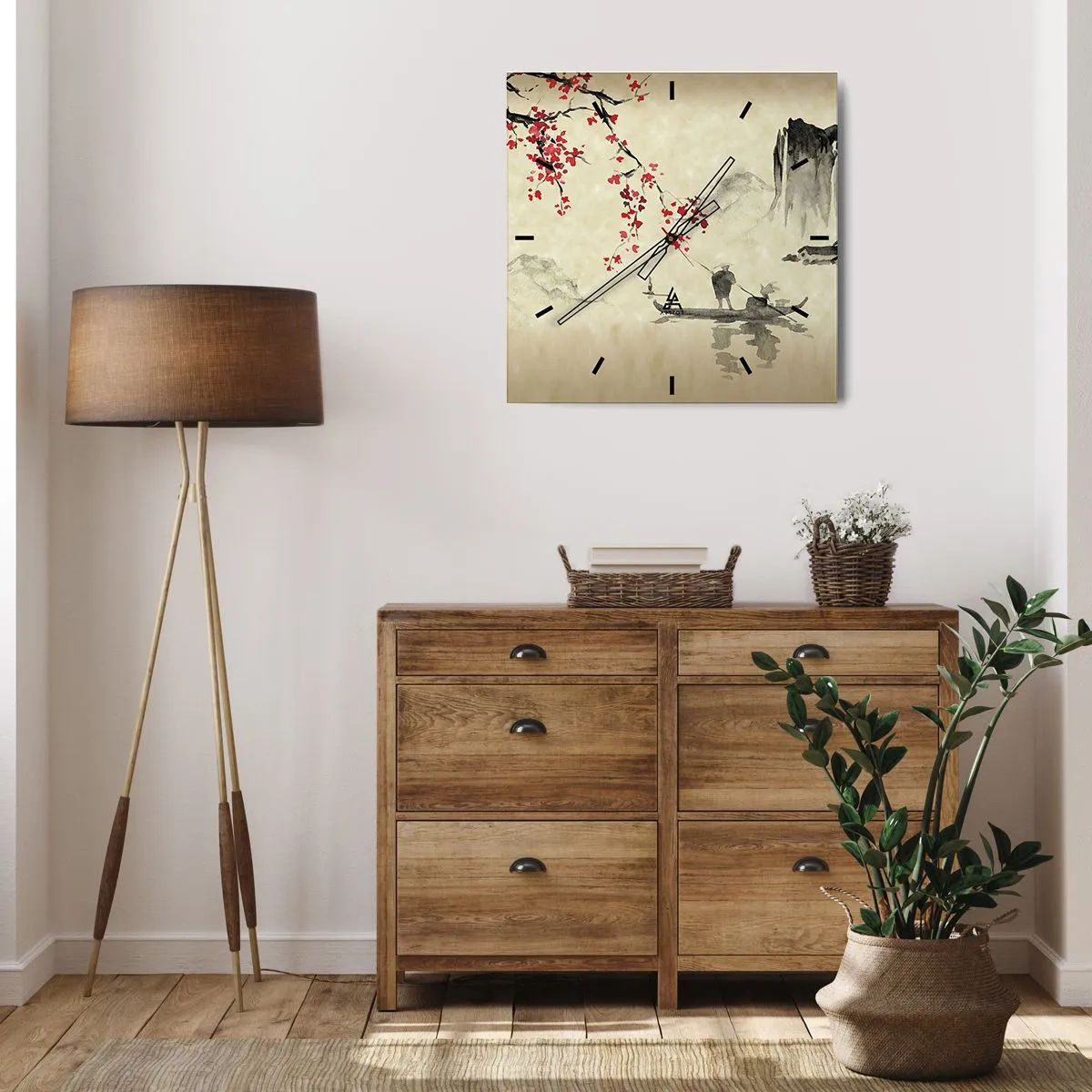 Wandklok - Klok - In het land van de bloeiende kersenbomen - 40x40 cm