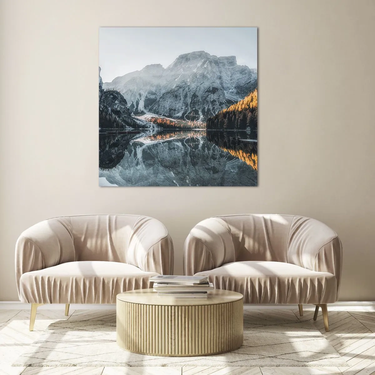 Schilderen op glas - Spiegel landschap - 70x70 cm