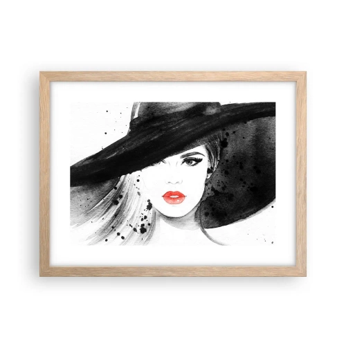 Een poster in een licht eiken lijst - Vrouw in het zwart - 40x30 cm