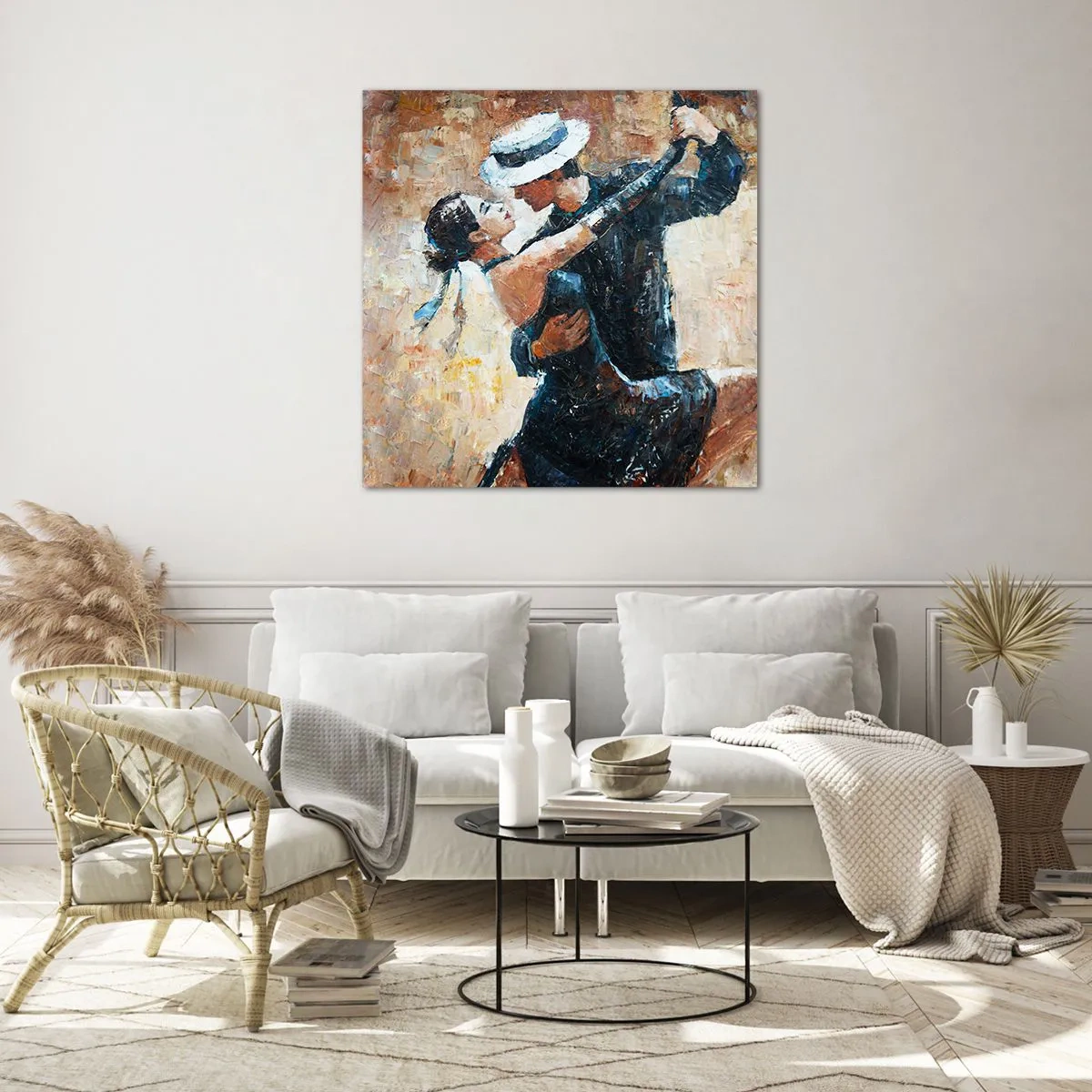 Schilderen op glas - A la Rudolf Valentino - 60x60 cm