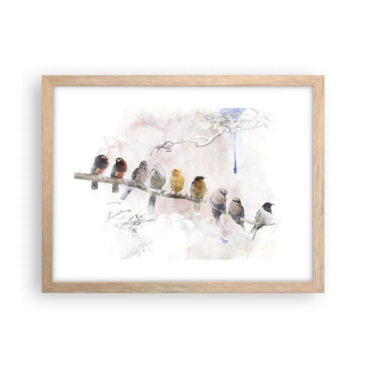 Een poster in een licht eiken lijst - Gevleugelde ontmoeting - 40x30 cm