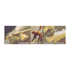 Fotobehang Monster Premium Sand - De wereld te hulp - Abstractie, Fantasie, Draak - 100x30 cm