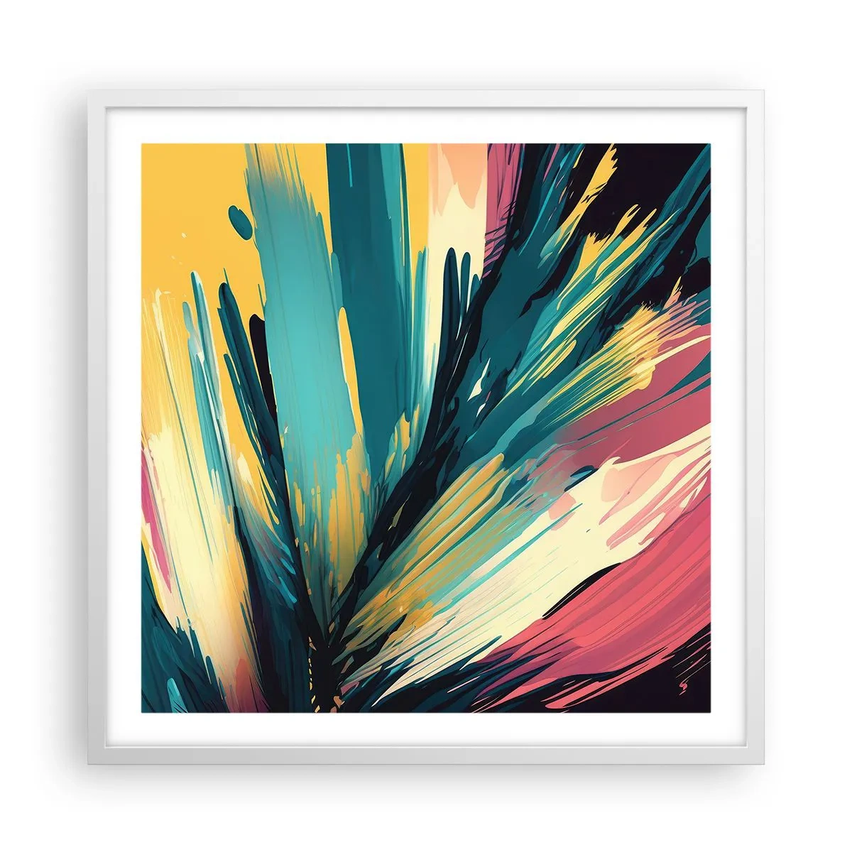 Poster in een witte lijst - Compositie – een explosie van vreugde - 60x60 cm