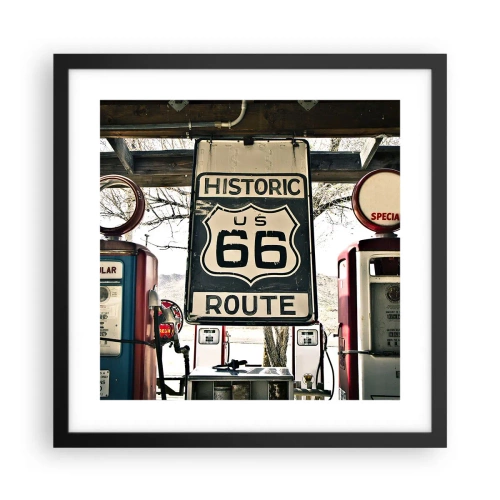 Poster in een zwarte lijst - Amerikaanse retro reis - 40x40 cm
