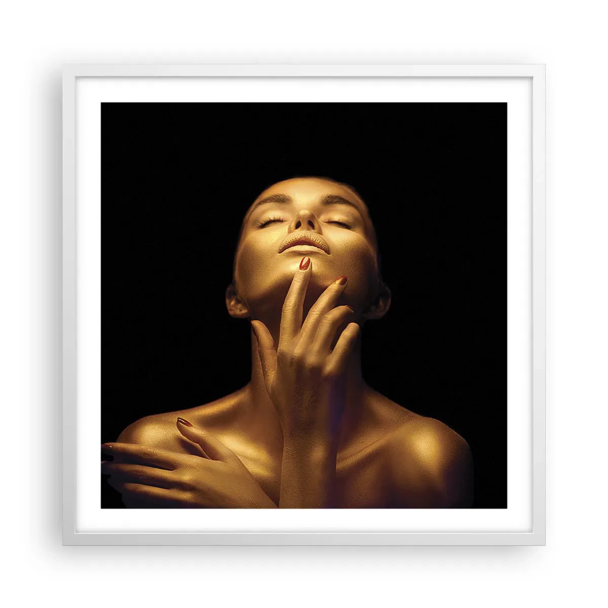 Poster in een witte lijst - Als gouden zijde - 60x60 cm