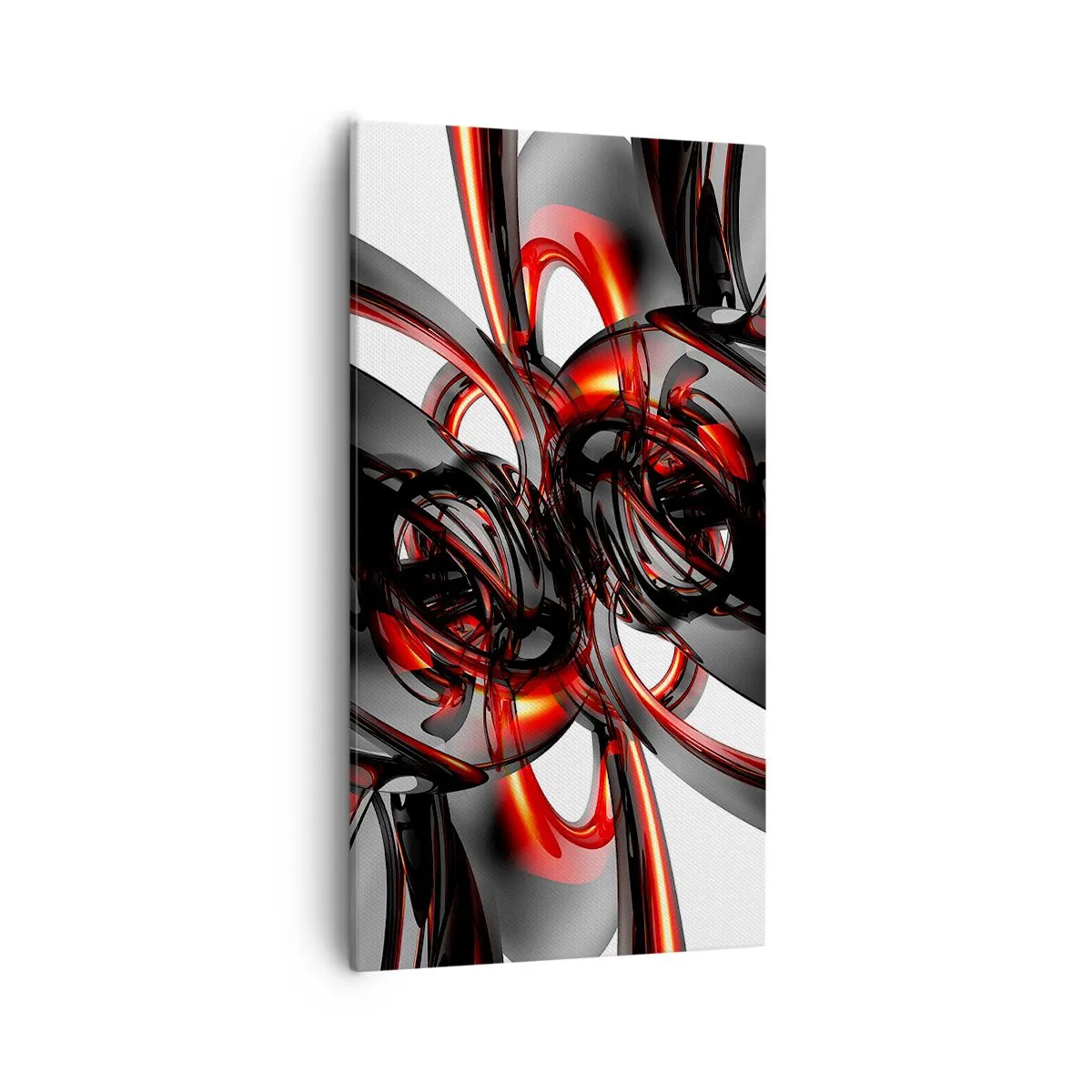 Schilderen op canvas - Beweging in grafiet en rood - 55x100 cm