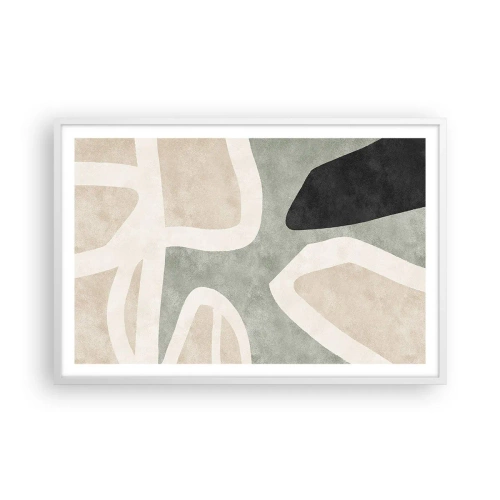 Poster in een witte lijst - Compositie met een zwart motief - 91x61 cm