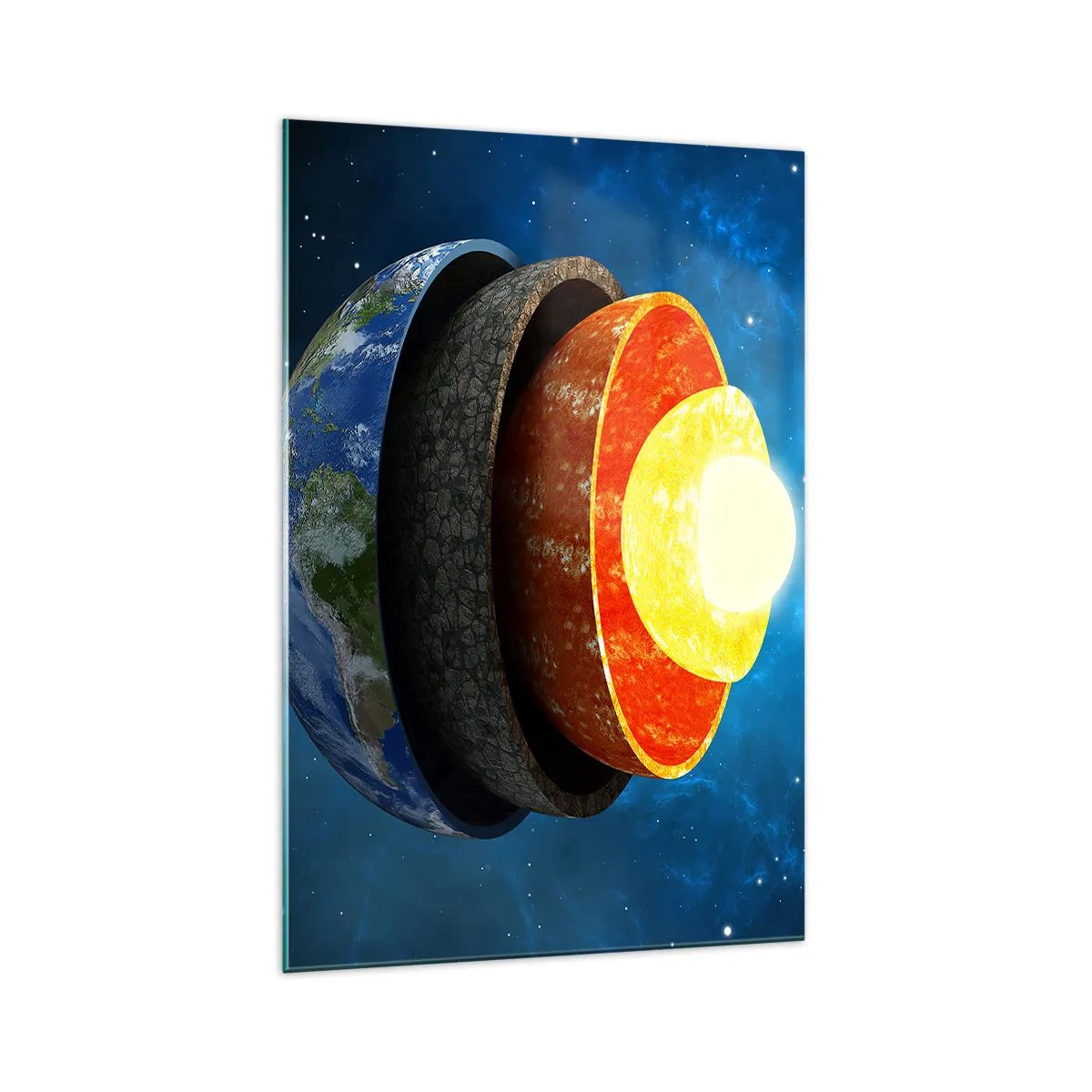Schilderen op glas - Reis naar het binnenste van de aarde - 70x100 cm