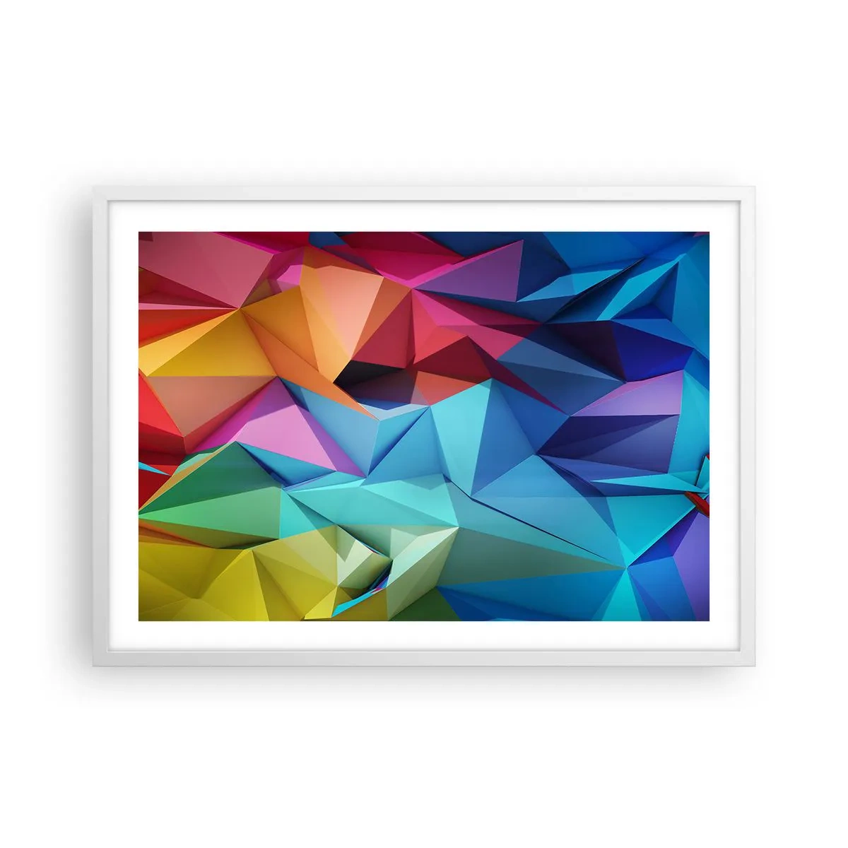 Poster in een witte lijst - Regenboog origami - 70x50 cm