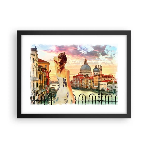 Poster in een zwarte lijst - Als een avontuur alleen in ... - 40x30 cm