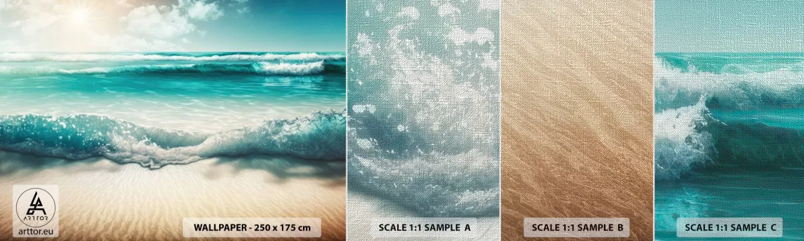 Fotobehang Monster Premium Canvas - De vrede van de oceaan - Strand, Zee, Rand - 100x30 cm