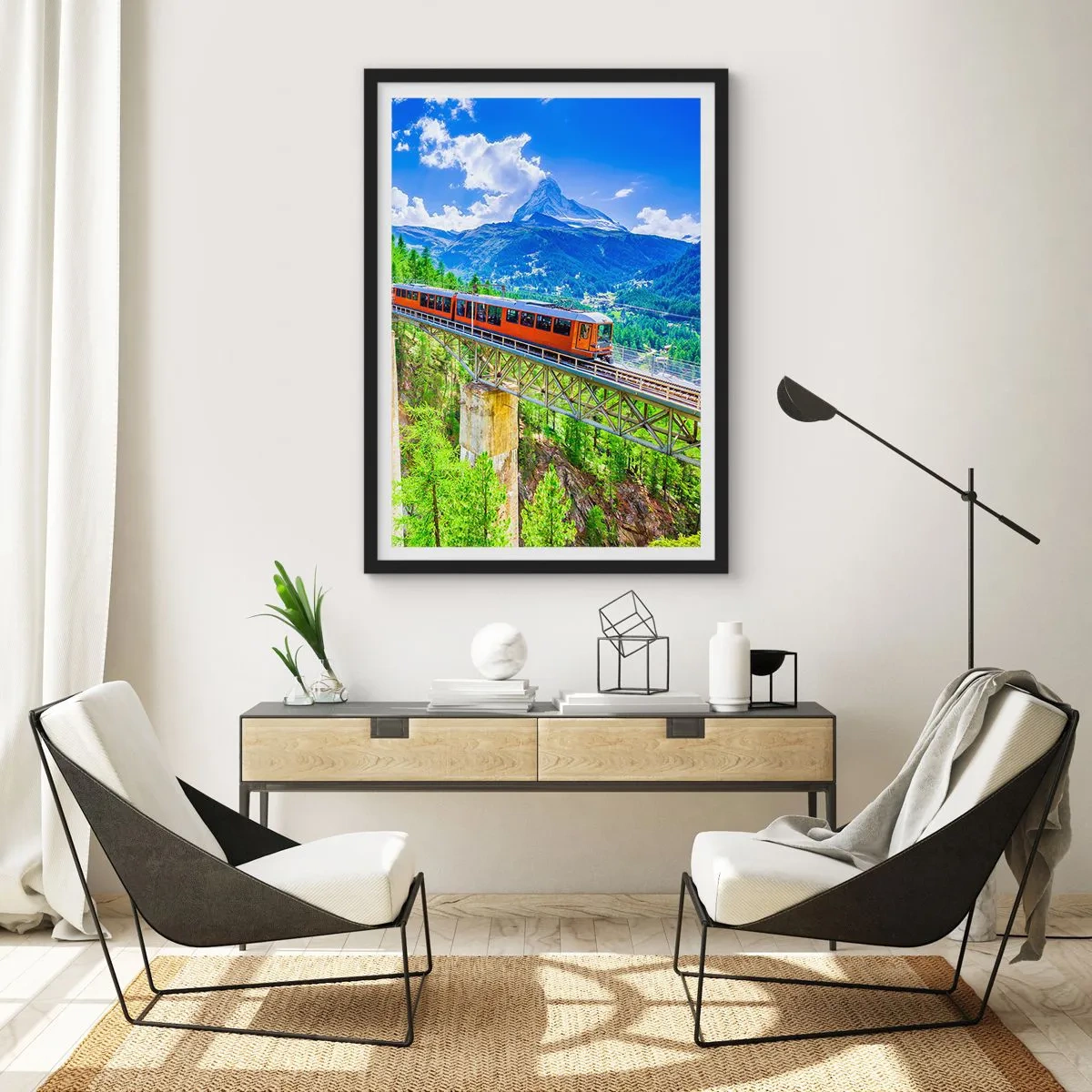Poster in een zwarte lijst - Het is tijd voor de Alpen - 70x100 cm