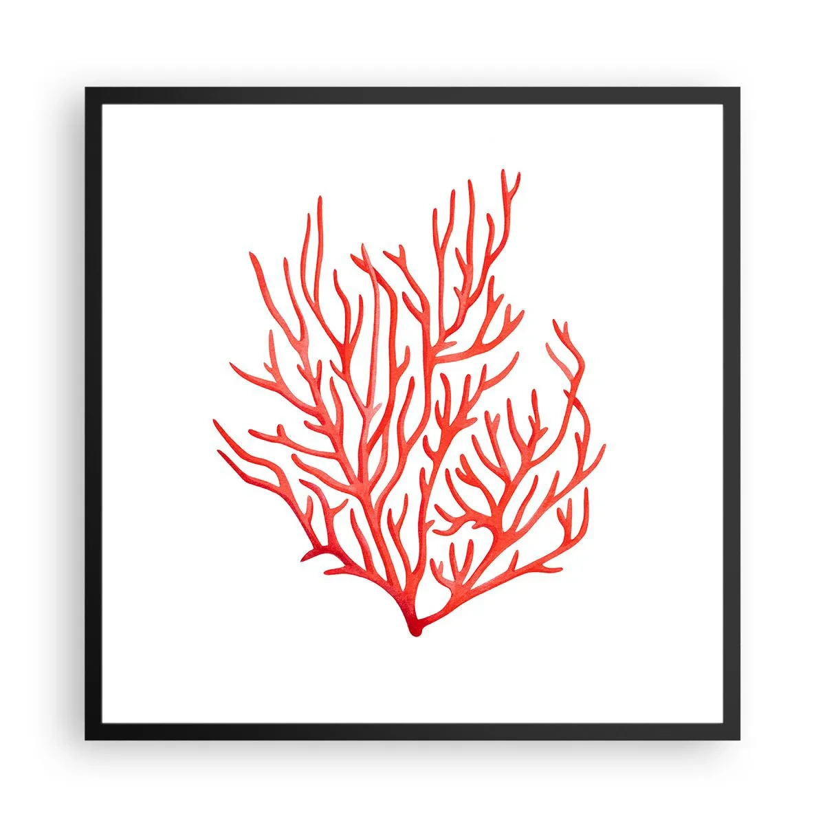 Poster in een zwarte lijst - Koraal filigraan - 60x60 cm