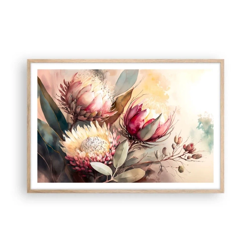 Een poster in een licht eiken lijst - In profiel en en face - 91x61 cm