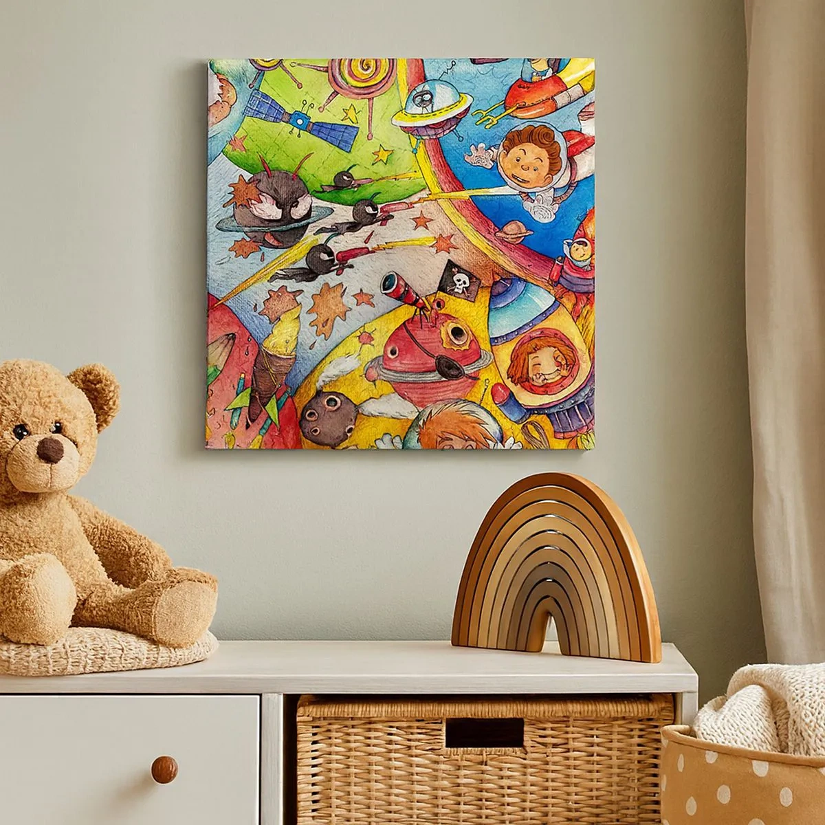 Schilderen op canvas - Geweldig ruimteavontuur - 30x30 cm