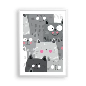 Poster in een witte lijst - De wereld van de kat - 50x70 cm