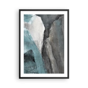 Poster in een zwarte lijst - Een abstracte compositie geïnspireerd op een berglandschap - 50x70cm - Abstractie: rotsen en ijs - Moderne wanddecoratie voor woonkamer en slaapkamer ARTTOR