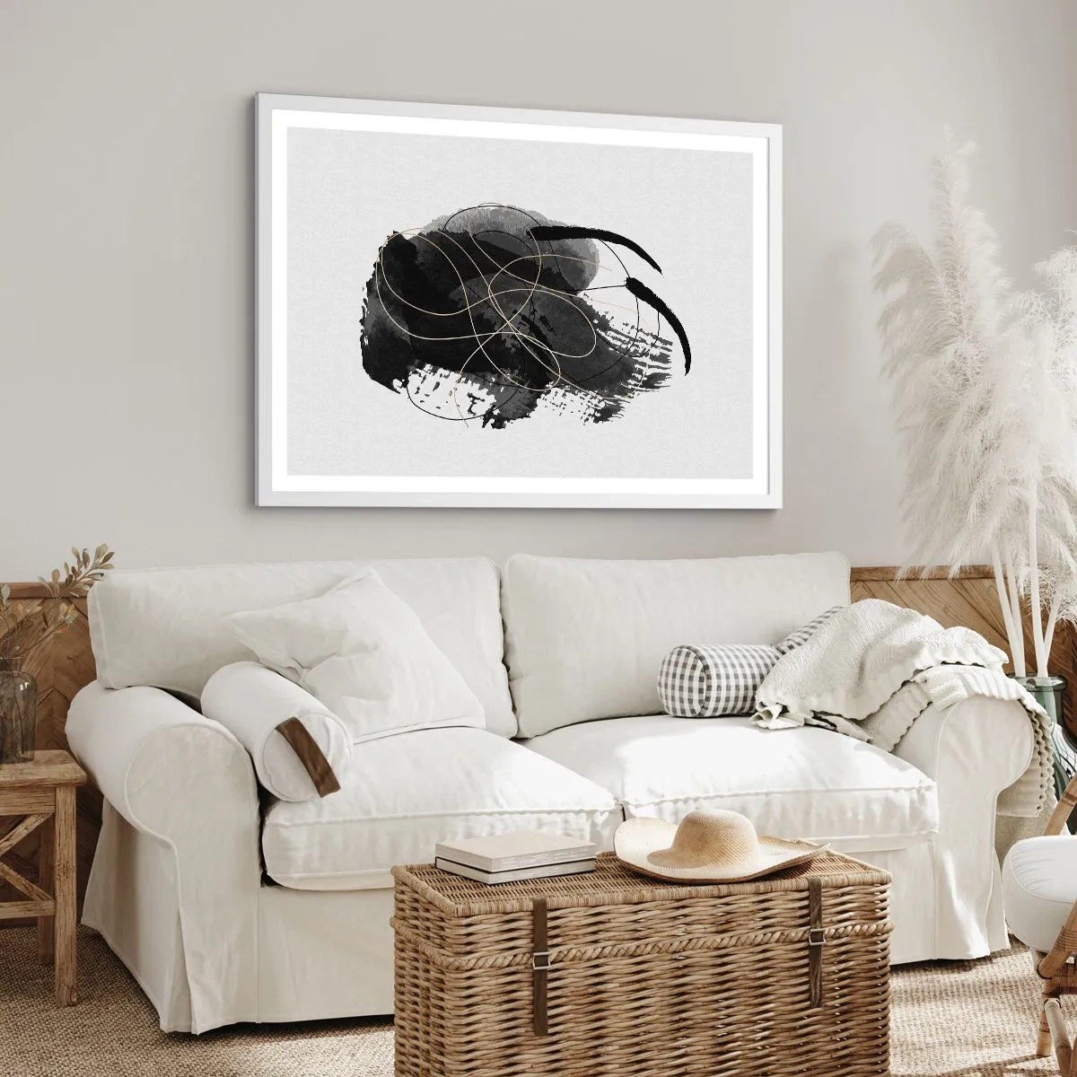 Poster in een witte lijst - Gemaakt uit zwart - 70x50 cm