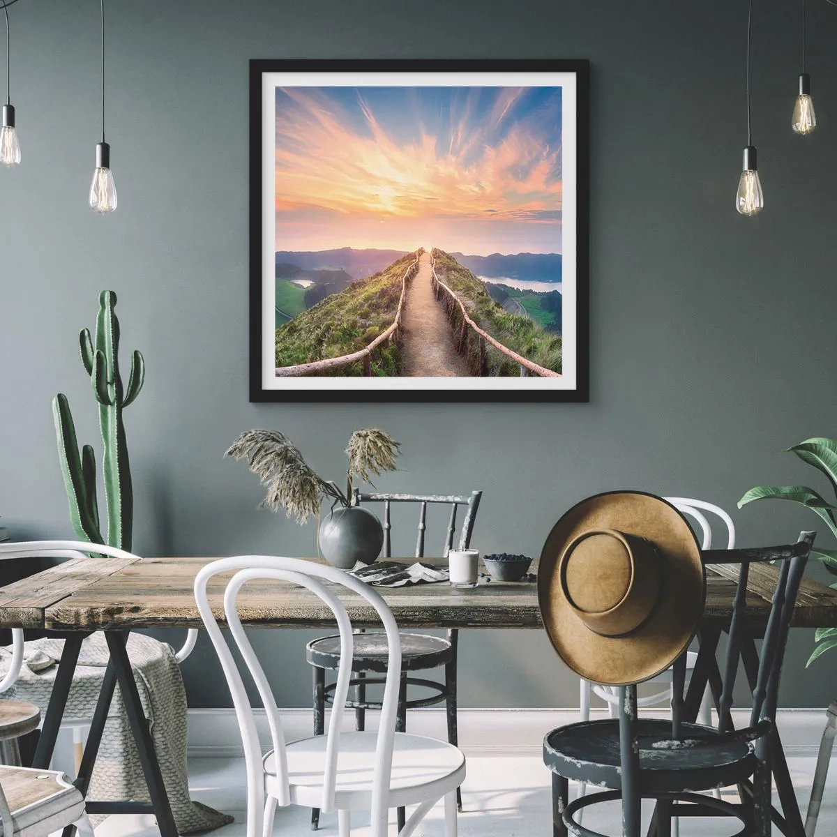 Poster in een zwarte lijst - Dicht bij de hemel - 50x50 cm