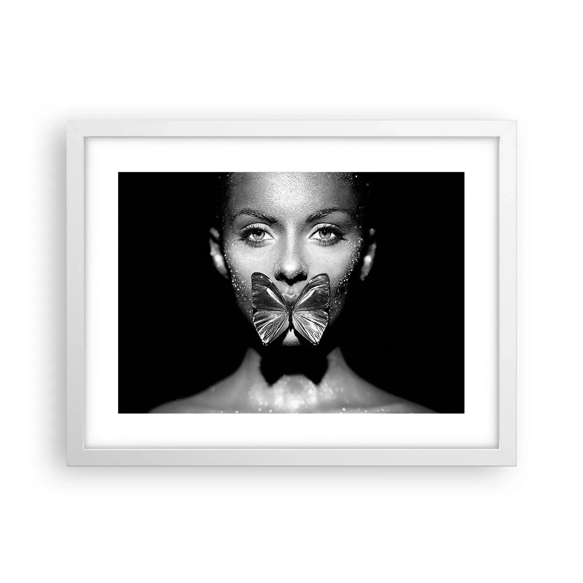 Poster in een witte lijst - Vlinder kus - 40x30 cm