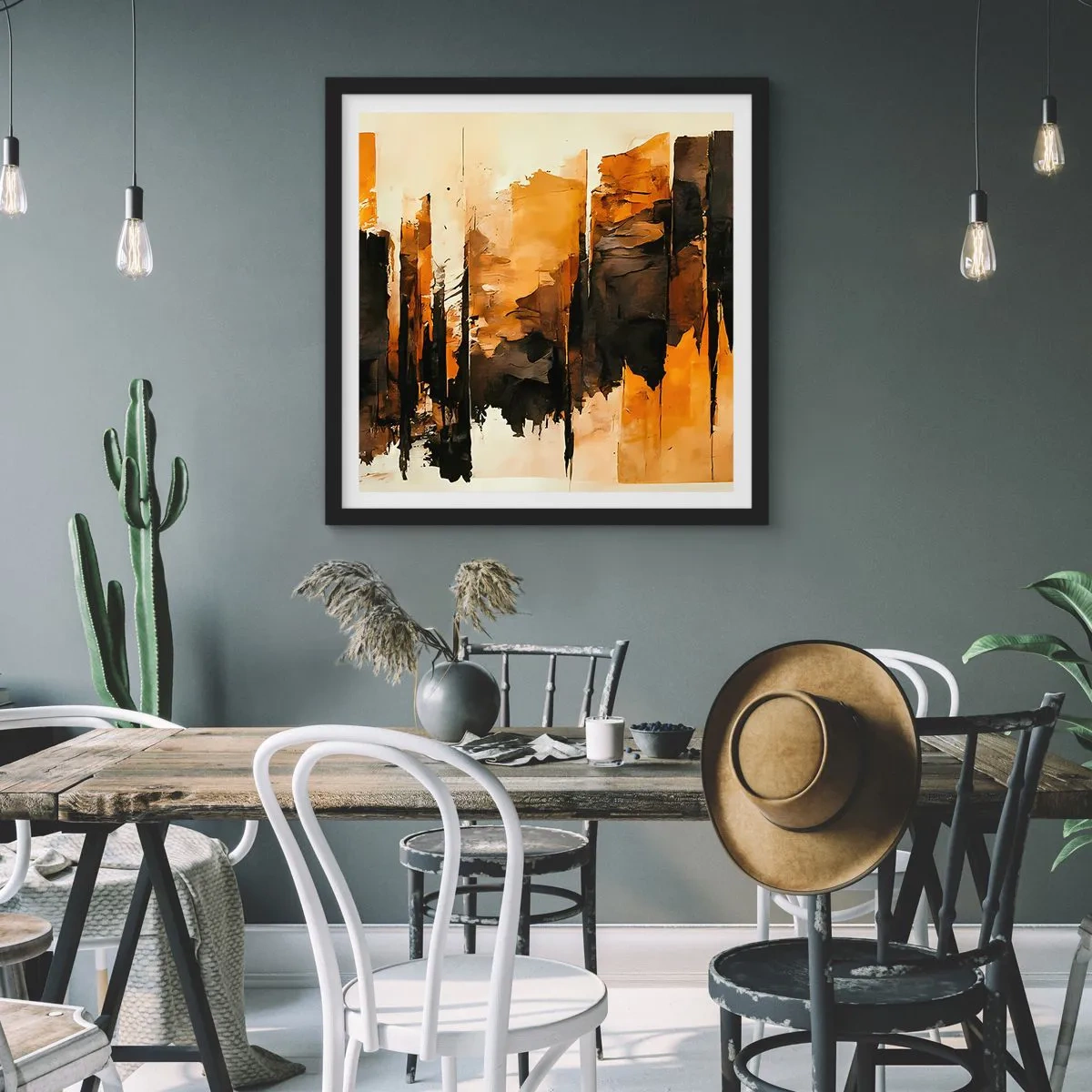 Poster in een zwarte lijst - Harmonie van zwart en goud - 50x50 cm