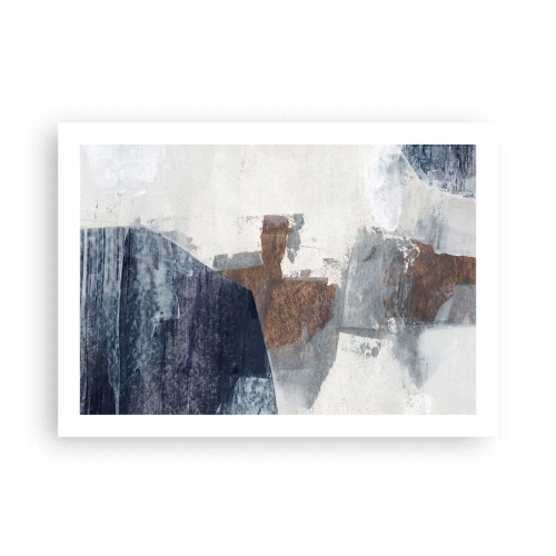 Poster - Blauwe en bruine vormen - 70x50 cm