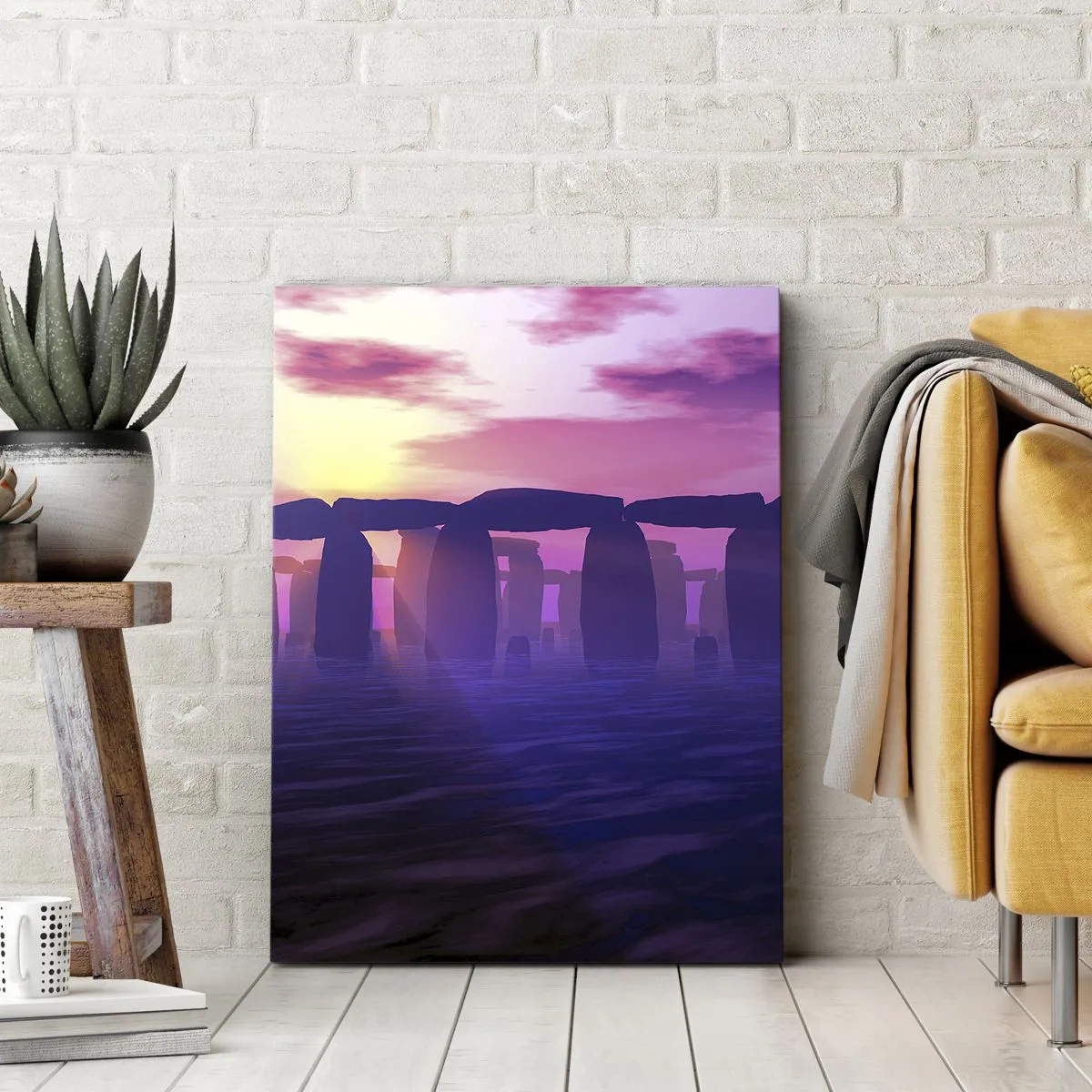 Schilderen op canvas - Mysterie bij zonsopgang in de mist - 80x120 cm