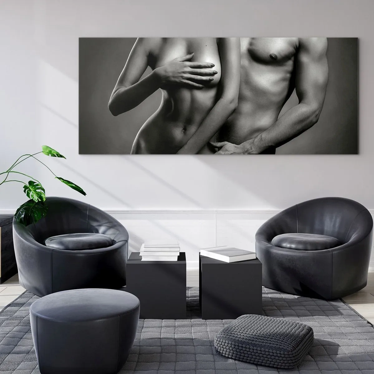 Schilderen op glas - Adam en Eva - 140x50 cm