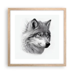 Een poster in een licht eiken lijst - Alfa – zonder twijfel - 40x40 cm