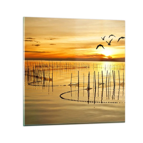 Schilderen op glas - In de visserij - 30x30 cm