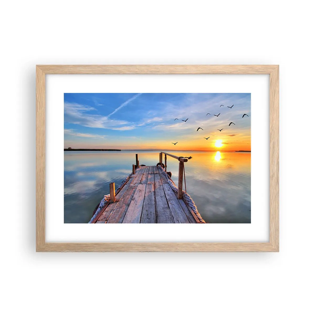 Een poster in een licht eiken lijst - Loop recht naar de zon - 40x30 cm
