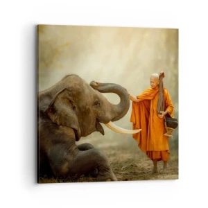 Schilderen op canvas - Ontmoeting tijdens een reis - 70x70 cm