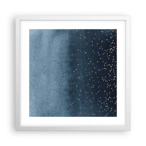 Poster in een witte lijst - Samenstelling - blauwe fasen - 40x40 cm
