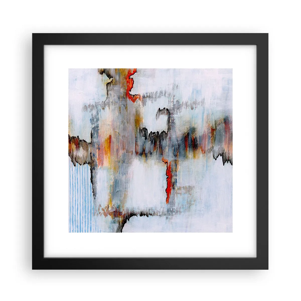 Poster in een zwarte lijst - Een stok op het water - 30x30 cm