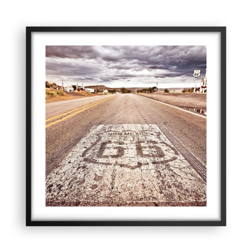 Poster in een zwarte lijst - Mother Road - een Amerikaanse legende - 50x50 cm