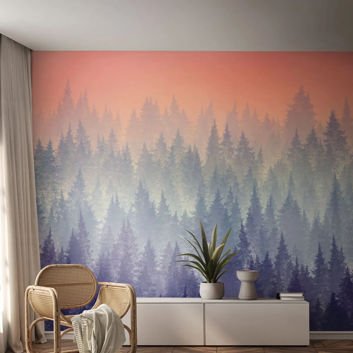 Fotobehang Premium Sand - Hoog, hoger, naar de hemel - Abstractie, Woud, Deel - 100x70 cm