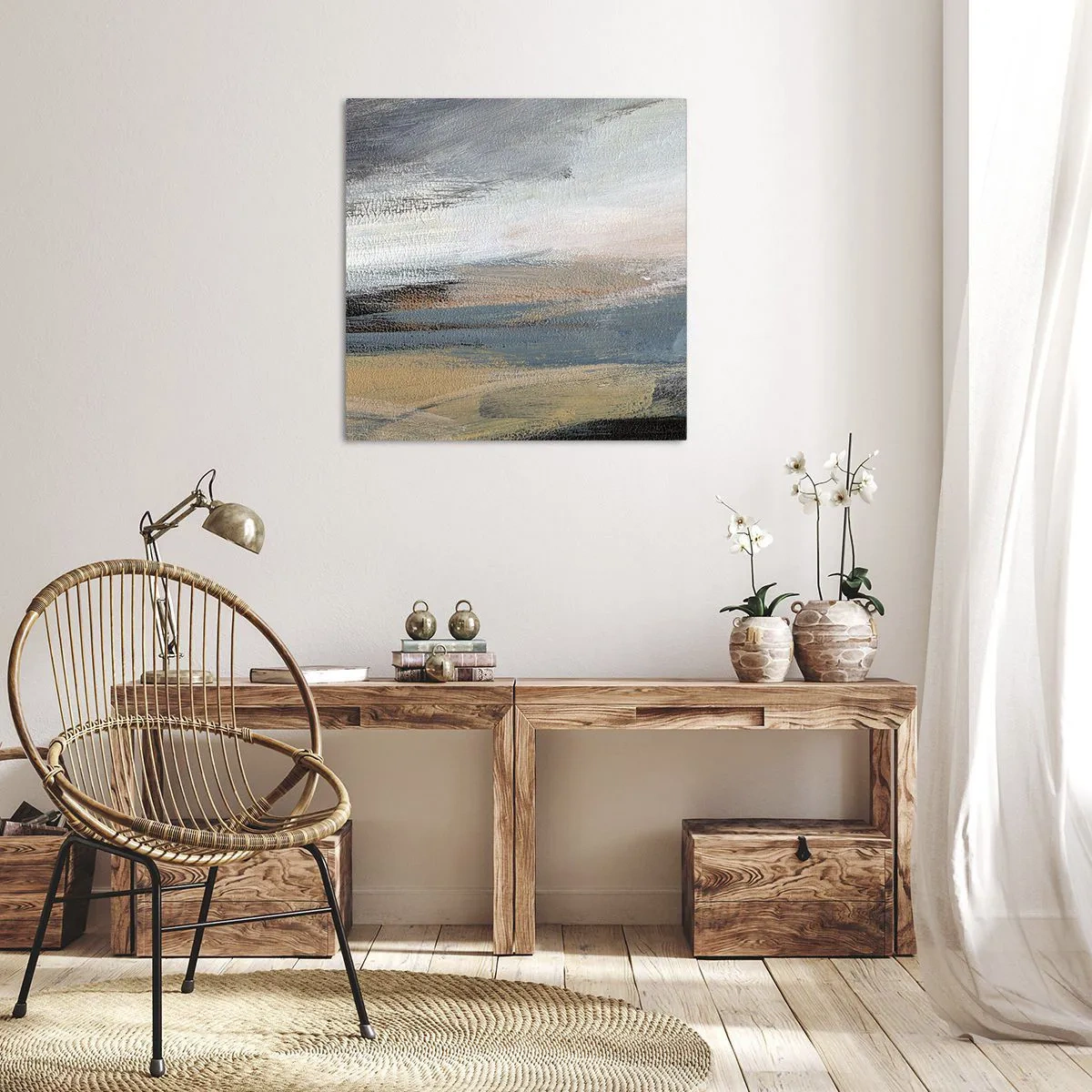 Schilderen op canvas - Abstractie: noordelijk landschap - 30x30 cm