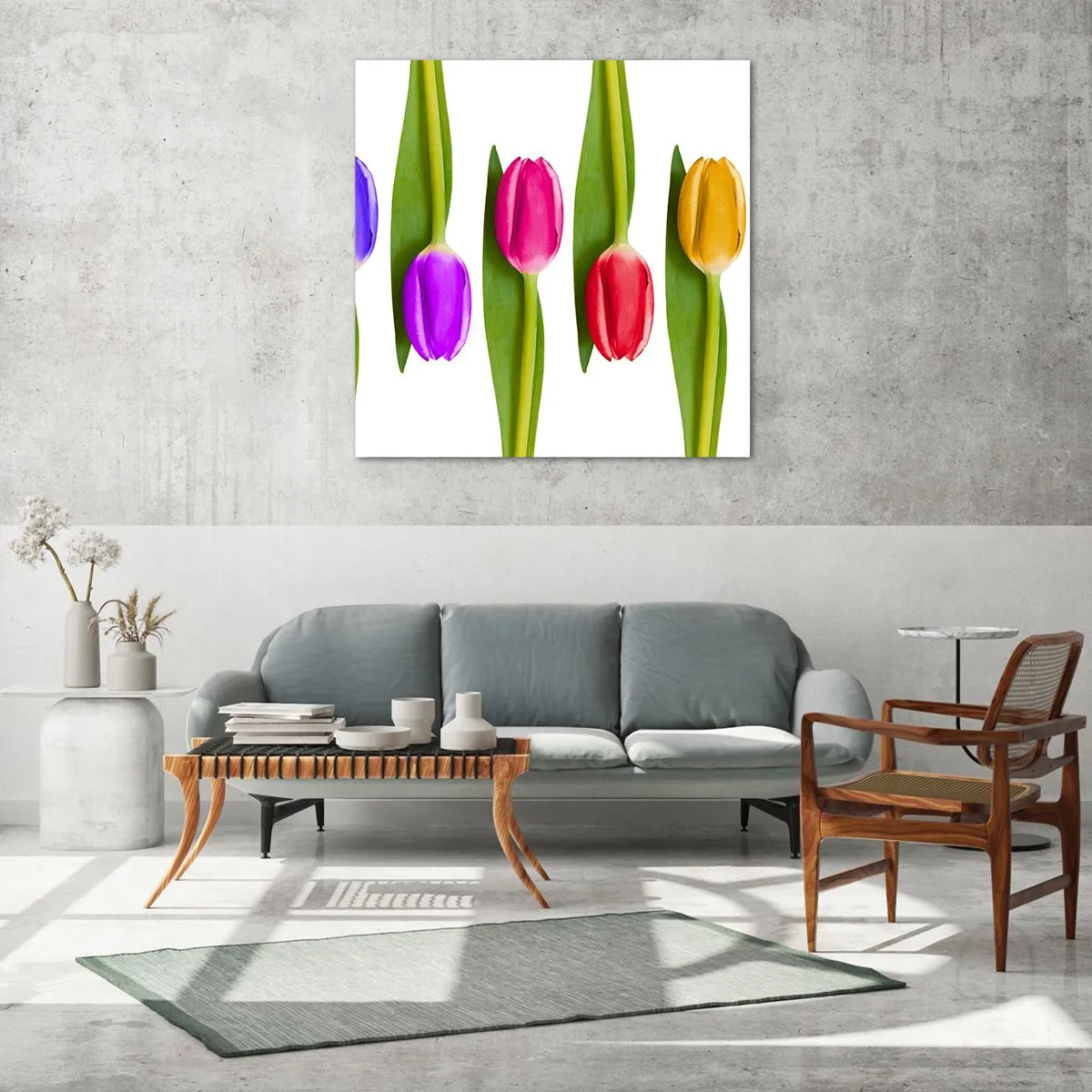 Schilderen op glas - Regenboog compositie - 30x30 cm