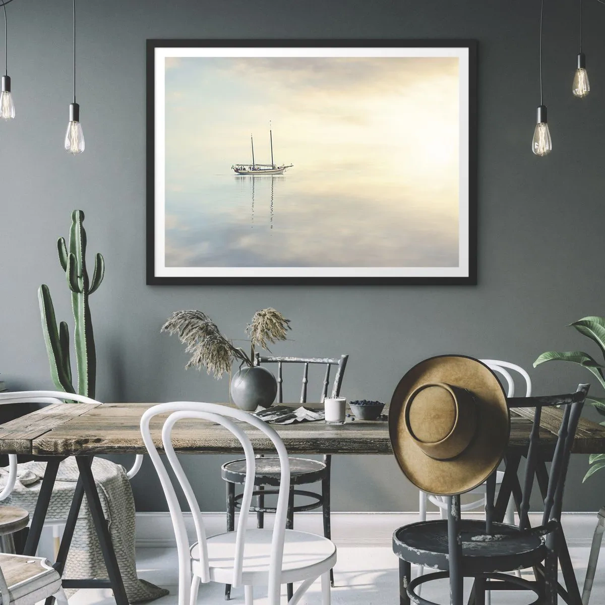 Poster in een zwarte lijst - In een zee van stilte - 91x61 cm