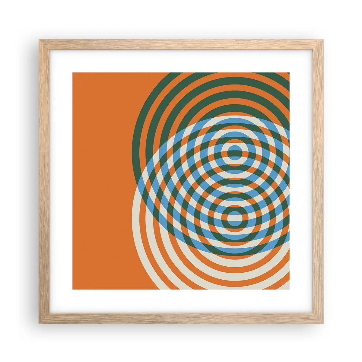 Een poster in een licht eiken lijst - Abstracte circulaire variatie - 40x40 cm