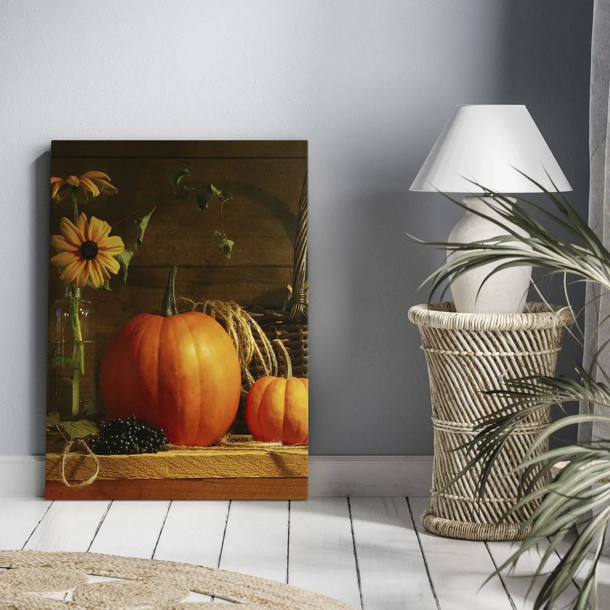 Schilderen op canvas - Een rustieke compositie - geschenken van de herfst - 45x80 cm