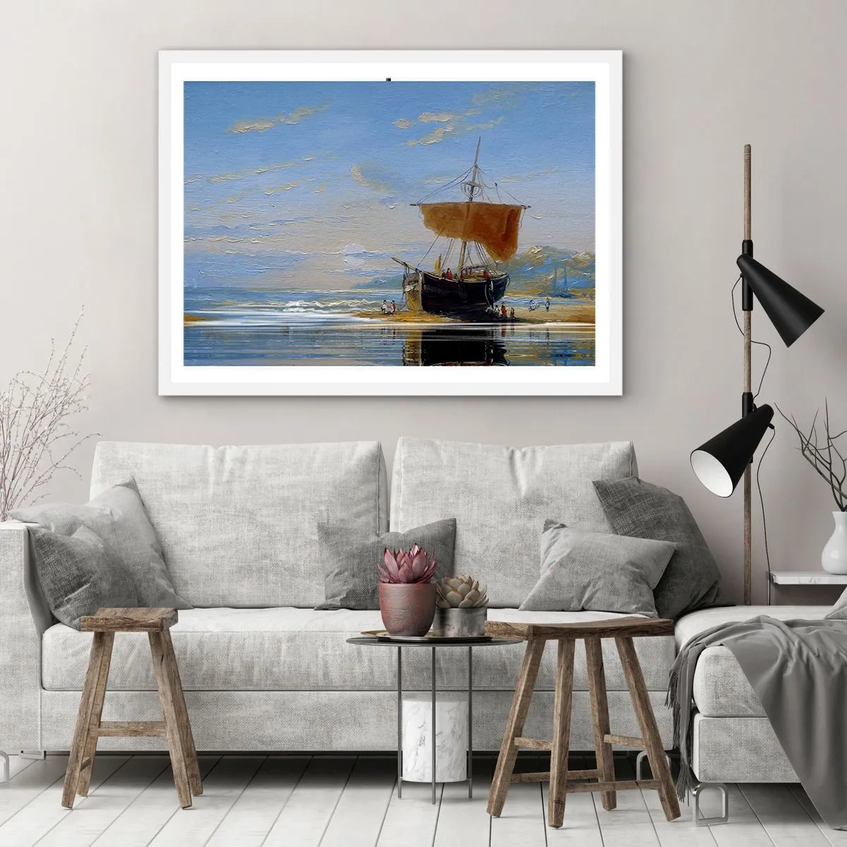 Poster in een witte lijst - Water, bodem, lucht - 70x50 cm