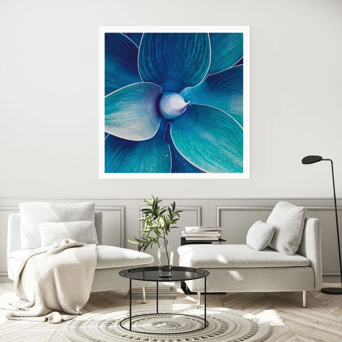 Poster - Blauw uit de lucht - 30x30 cm